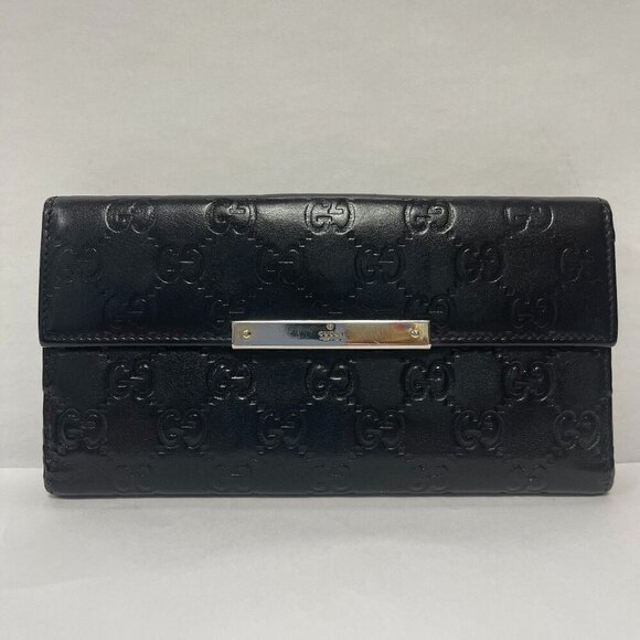 Gucci Guccissima Margaux Black Calfskin Leather Continental Wallet - Preowned - Picture 1 of 13